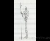 A video of a pencil sketch, of a barbarian. Drawn by Scott Snider. Uploaded 03-27-2024.