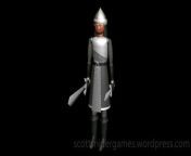 A video, of the Bodine 3D model. Bodine is equipped with his sword and dagger. Created by Scott Snider using 3DS MAX. Uploaded 03-30-2024.