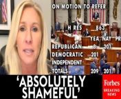 In a video released to social media, Rep. Marjorie Taylor Greene (R-GA) slammed the eight Republicans who voted on a motion to refer her articles of impeachment against DHS Sec. Alejandro Mayorkas.