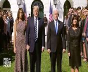 President Donald Trump and First Lady Melania Trump hold a moment of silence to recognize victims of the Las Vegas mass shooting.