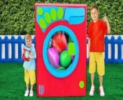 liver and Roma play with toy washing machine - funny toys stories for kids and parents by Diana and Roma&#39;s Family.&#60;br/&#62;