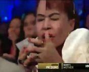 Sitting at ringside, Manny Pacquiao&#39;s mother, Dionesia Dapidran-Pacquiao, was just as entertaining as the action in the ring. As her son fought Timothy Bradley, Dapridran-Pacquaio was dealing with the stress of a prize fight as best she could. The commentators speculated that she may have been trying to put a hex on Bradley. She instantly became a Twitter sensation.