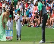 Tiger waited to announce that he was playing until Tuesday, but he must have been planning it because the kids had special shoes and wore the custom white overalls for the caddies at Augusta National.