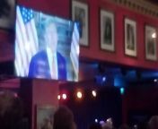 Former Potus Donald Trump was cheered by the 200-strong crowd of politicos, journalists, family and friends as he appeared on screen with a birthday message for the one-time Brexit Party leader Nigel Farage.