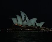 Sydney Opera House illuminated with black ribbon for mall stabbing victimsSource: Reuters