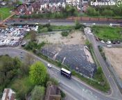 Aerial footage over the Portersfield site, Dudley formerly where Cavendish House stood. The site is still just rubble.