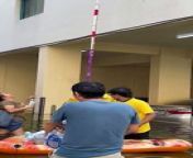 Sharjah floods: volunteers deliver in high rise using ropes from evil dead rise hindi