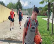 The UVA men&#39;s basketball team arriving for its exhibition game in Florence.