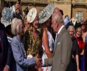 The King and Queen have hosted the first summer garden party of the year at Buckingham Palace, celebrating the country&#39;s creative industries. Report by Alibhaiz. Like us on Facebook at http://www.facebook.com/itn and follow us on Twitter at http://twitter.com/itn