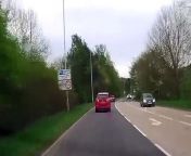 Footage shows the moment a deer ran across a busy road and bumped into a car.