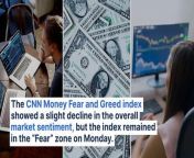 The CNN Money Fear and Greed index showed a slight decline in the overall market sentiment, but the index remained in the “Fear” zone on Monday. U.S. stocks settled higher on Monday, with the Dow Jones index recording gains for the fourth straight session.